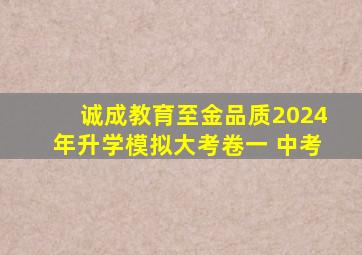 诚成教育至金品质2024年升学模拟大考卷一 中考